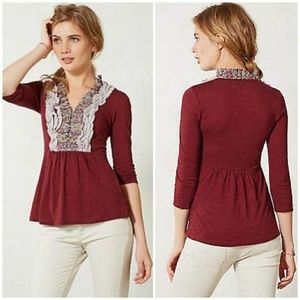 Anthropologie  Ruffle Front Blouse